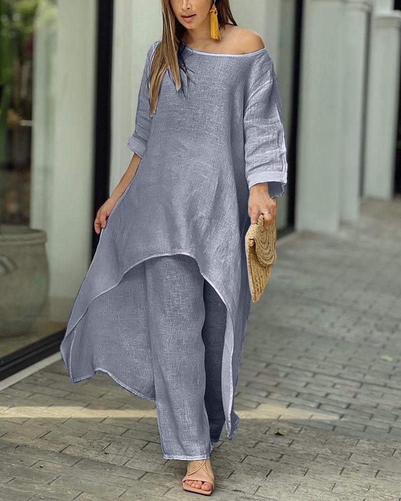 💕Women's Solid Color Linen Fashionable Casual Suit💃💃