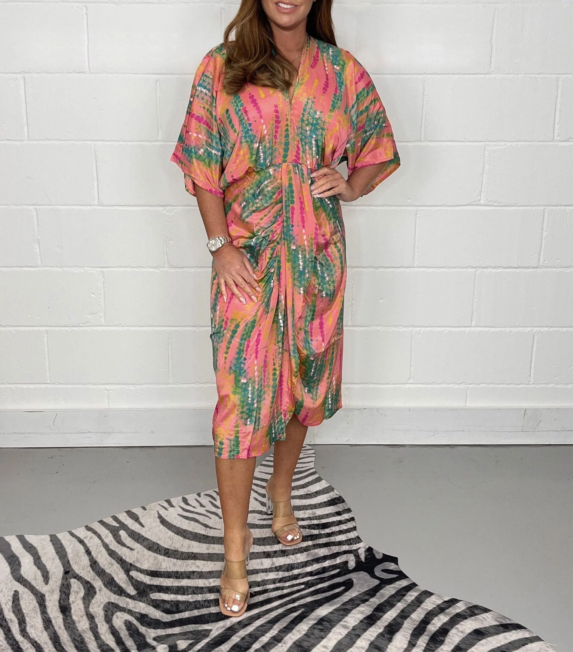 🌷LIMITED TIME OFFER 50%OFF🌷Printed  Kimono Midi Dress