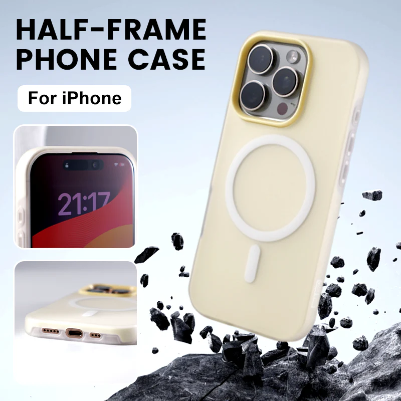 Bright Color Magnetic Skin-Friendly Half-Frame Phone Case for iPhone