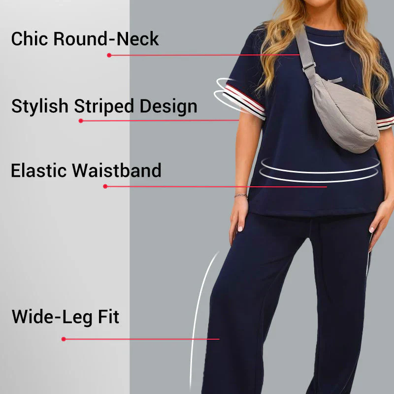 🌸Spring Specials🌸Side Stripe Short Sleeve T-Shirt & Wide Leg Joggers Set