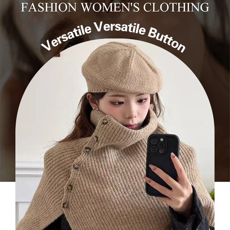 🔥Winter hot sale🔥Gift Choice - Multi-Purpose Buttoned Split Knit Shawl