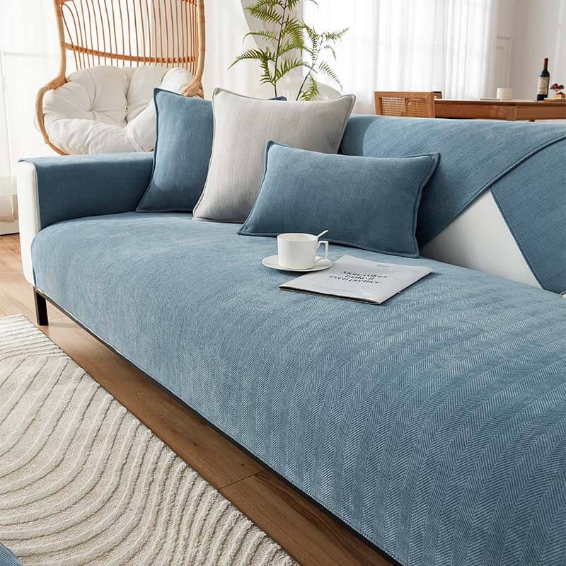 🔥Herringbone Chenille Fabric Furniture Protector Sofa Cover