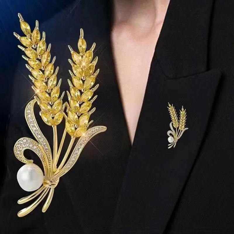 Crystal Wheat Ears Brooch