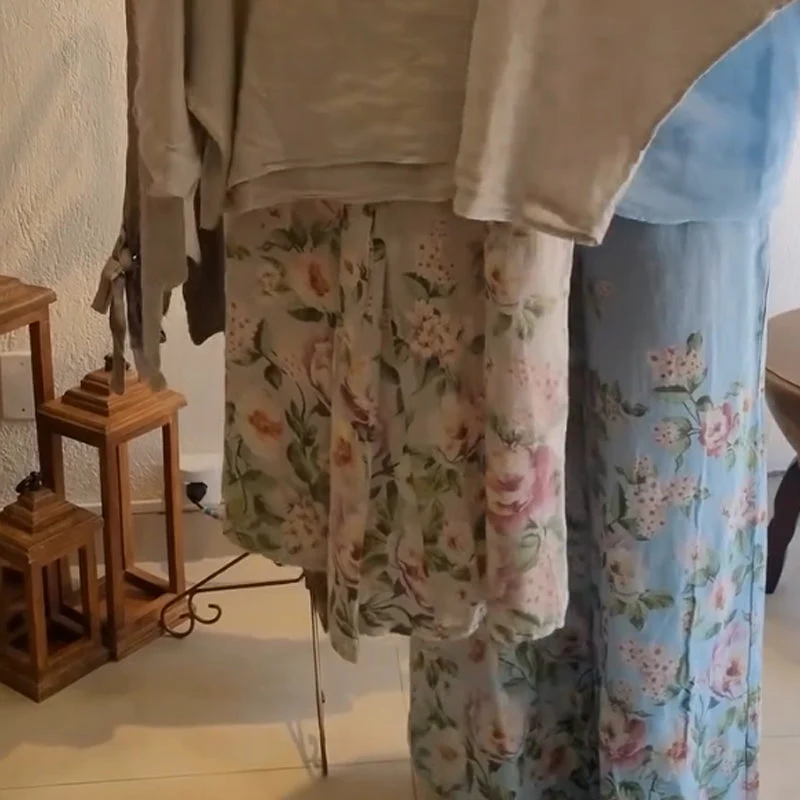 💐Women's Loose Fit Blouse & Floral Printed Wide-Leg Pants Set