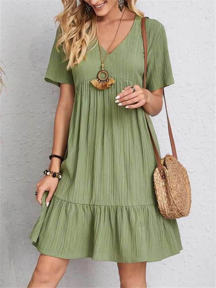 🎁Hot Sale 50% OFF⏳Retro V-neck Loose Casual Dress