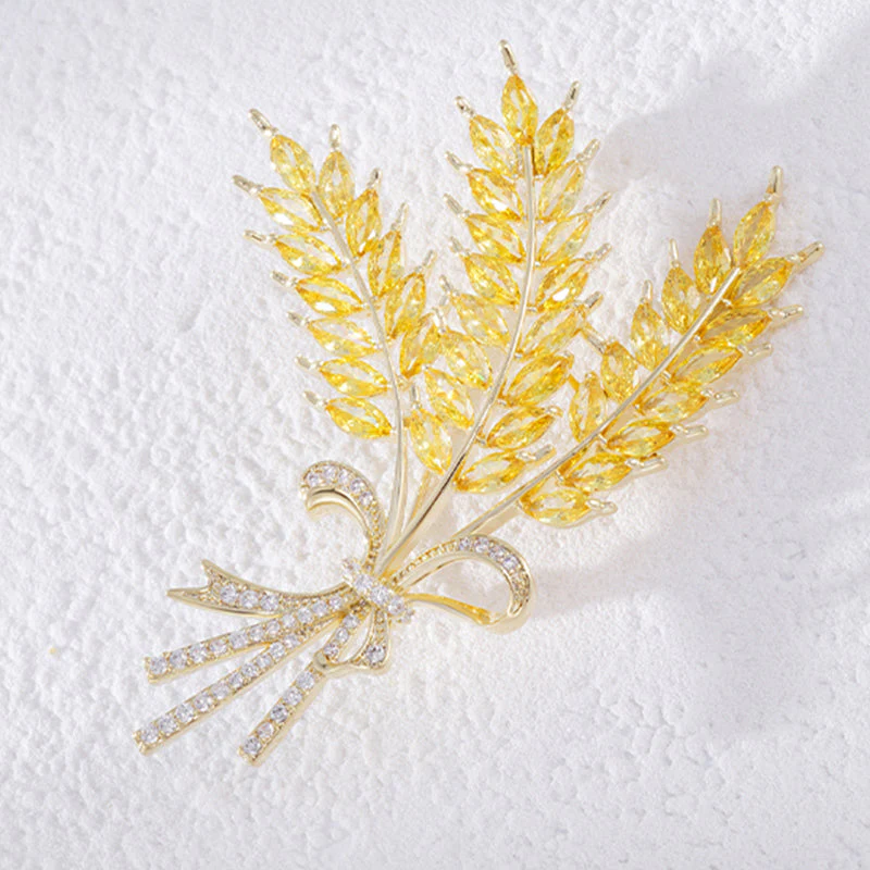 Crystal Wheat Ears Brooch
