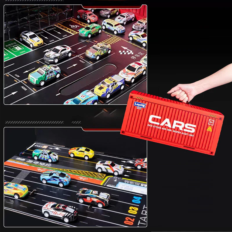 🚗🚓🚕🛺🚙48 Mini Pull-Back Cars with Built-In Garage Set