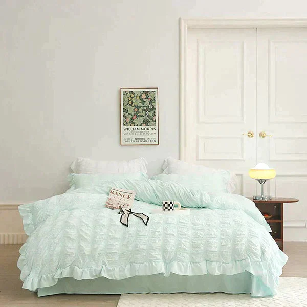 ✨2025 Hot Sale✨Icy Seersucker Summer Cool Quilt Lace 4-piece Set