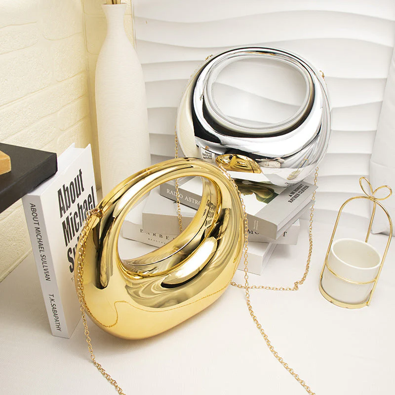 Novelty Moon Shape Glossy Acrylic Crossbody Handbag