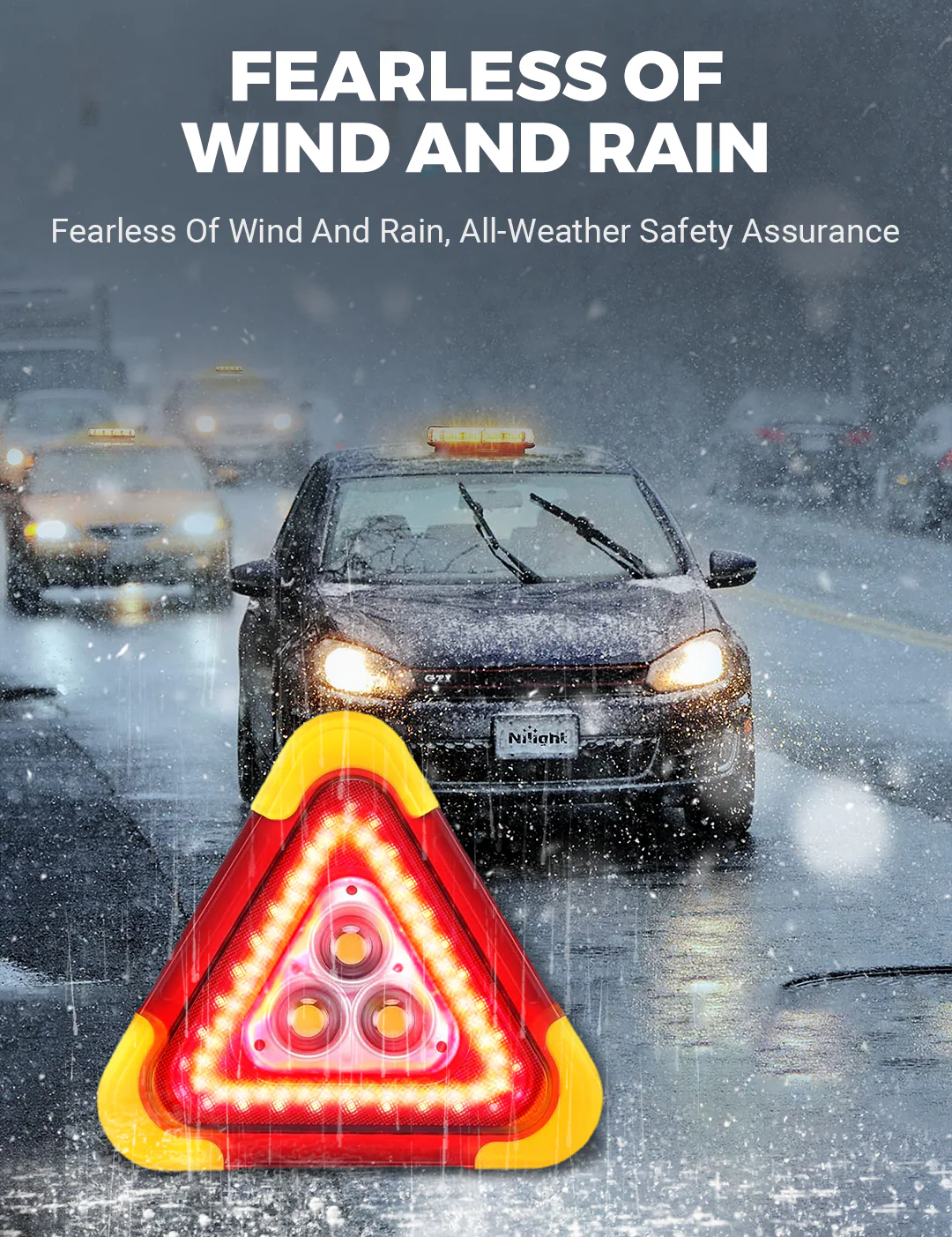 🔥2025 New Arrival🔥3-IN-1 Solar Emergency Triangle Warning Light at the Roadside