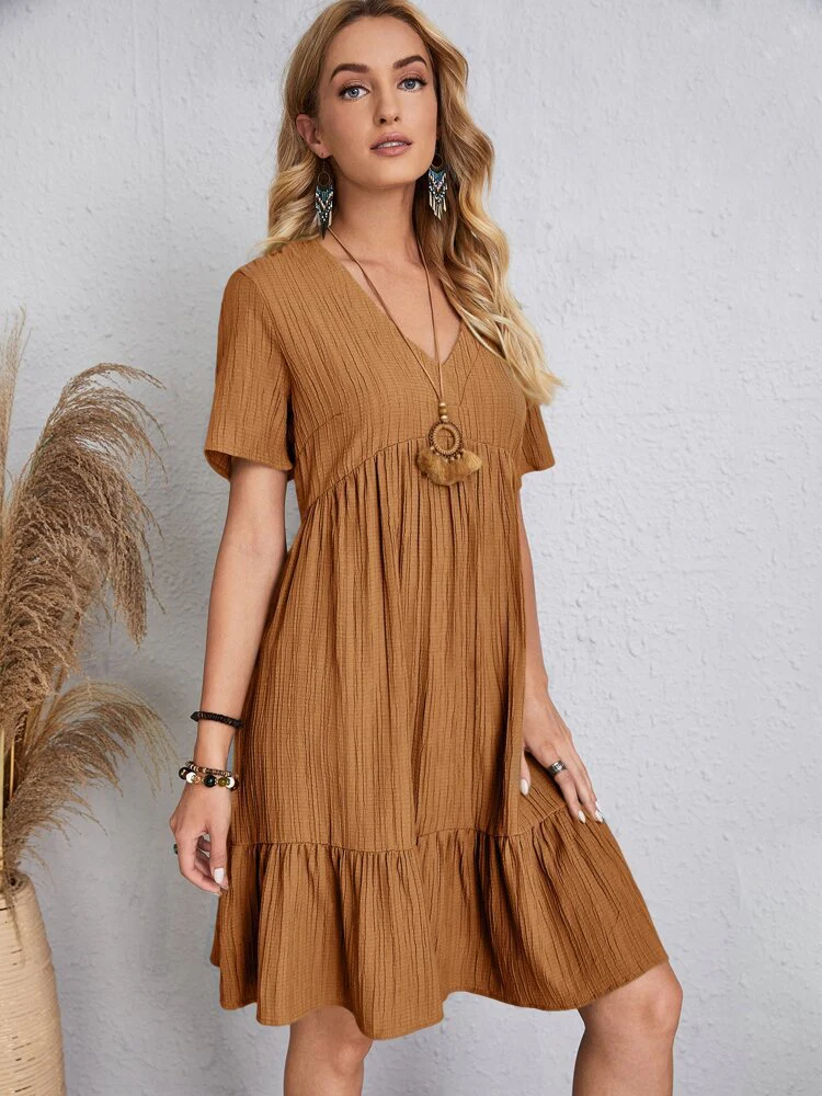 🎁Hot Sale 50% OFF⏳Retro V-neck Loose Casual Dress