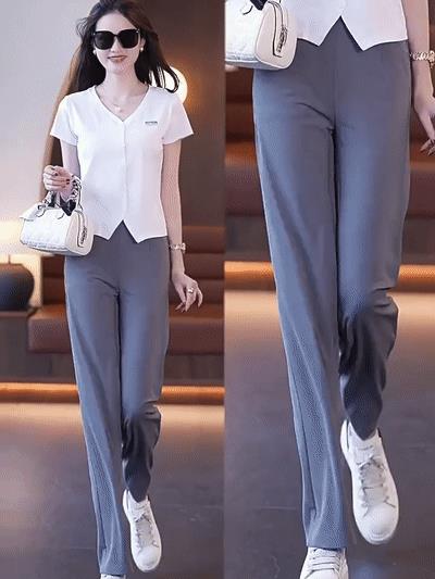 ✈️ Free Shipping📦High-waisted Flesh-concealing Thin Icy Narrow Straight-leg Pants