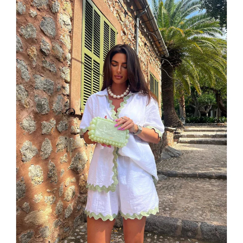 🎁Hot Sale 50% OFF⏳Women's Summer Shirt Top High Waisted Shorts Casual 2-Piece Set