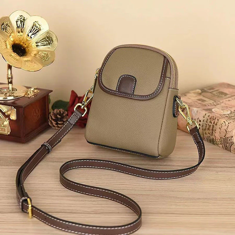 Women's Classic PU Crossbody Bag with Double-Layer Zipper Closure