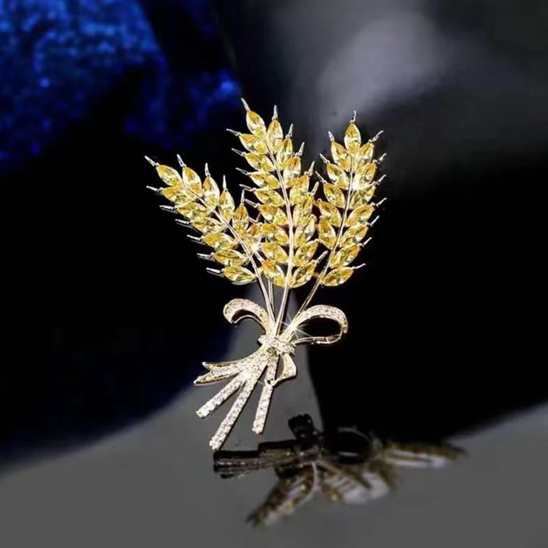 Crystal Wheat Ears Brooch