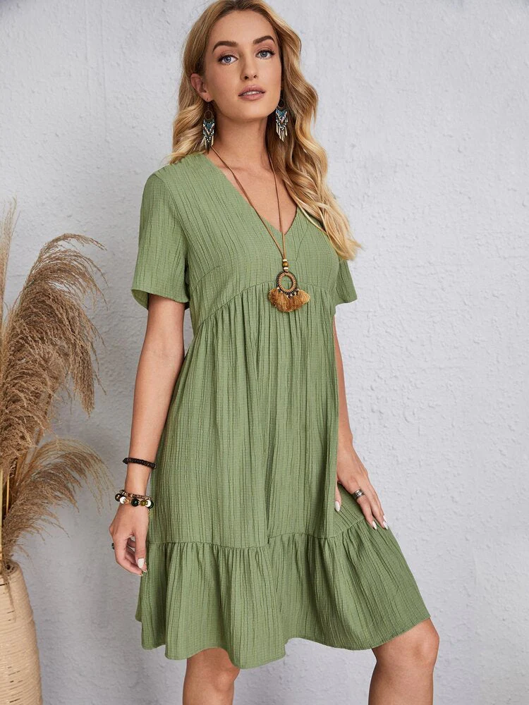 🎁Hot Sale 50% OFF⏳Retro V-neck Loose Casual Dress