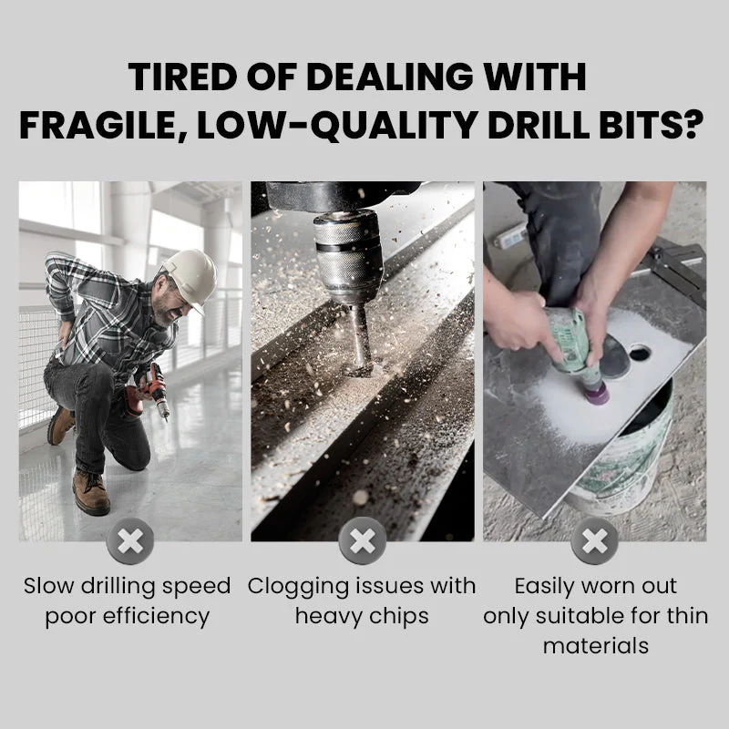 High-Strength 4-Flute Serrated Eccentric Drill Bit Kit