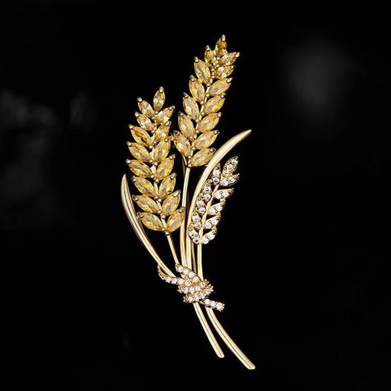 Crystal Wheat Ears Brooch