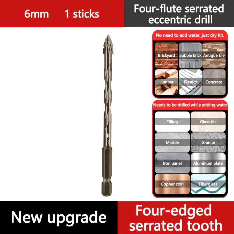High-Strength 4-Flute Serrated Eccentric Drill Bit Kit