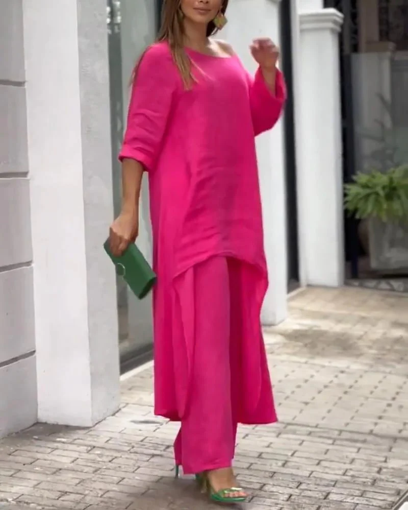 💕Women's Solid Color Linen Fashionable Casual Suit💃💃