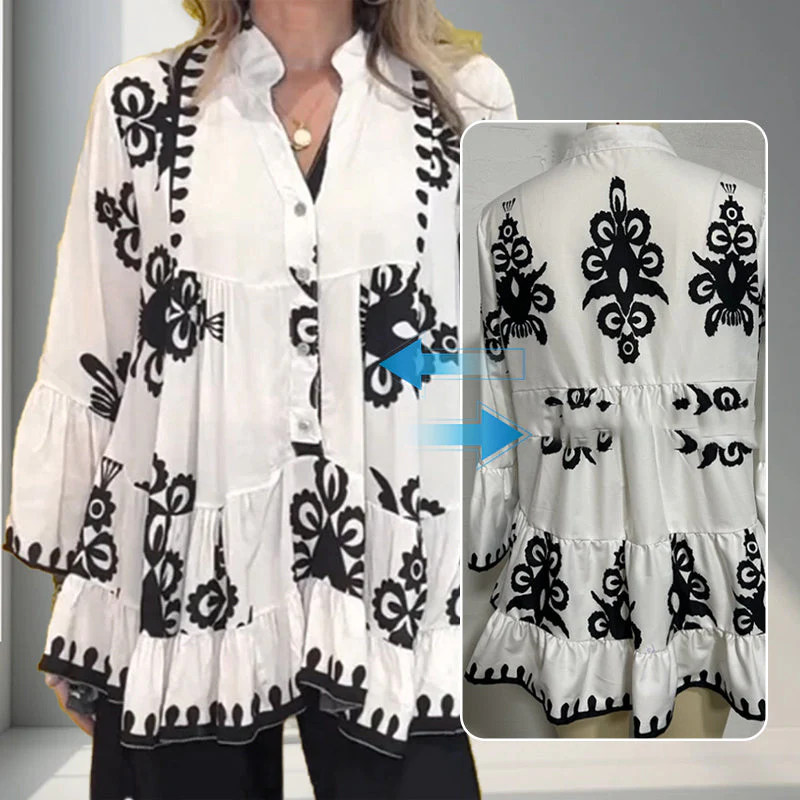 Women’s Boho Style Printed Ruffle Top