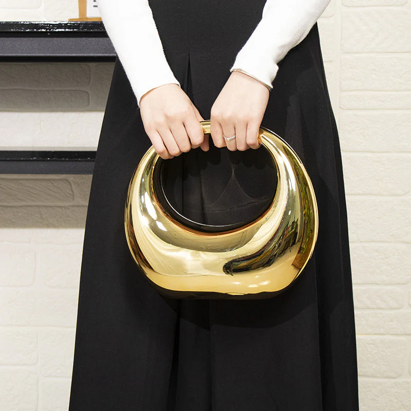 Novelty Moon Shape Glossy Acrylic Crossbody Handbag