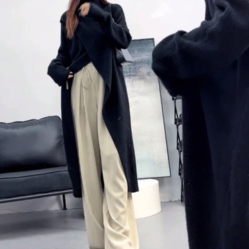 High Split Loose Long Knitted Sweater