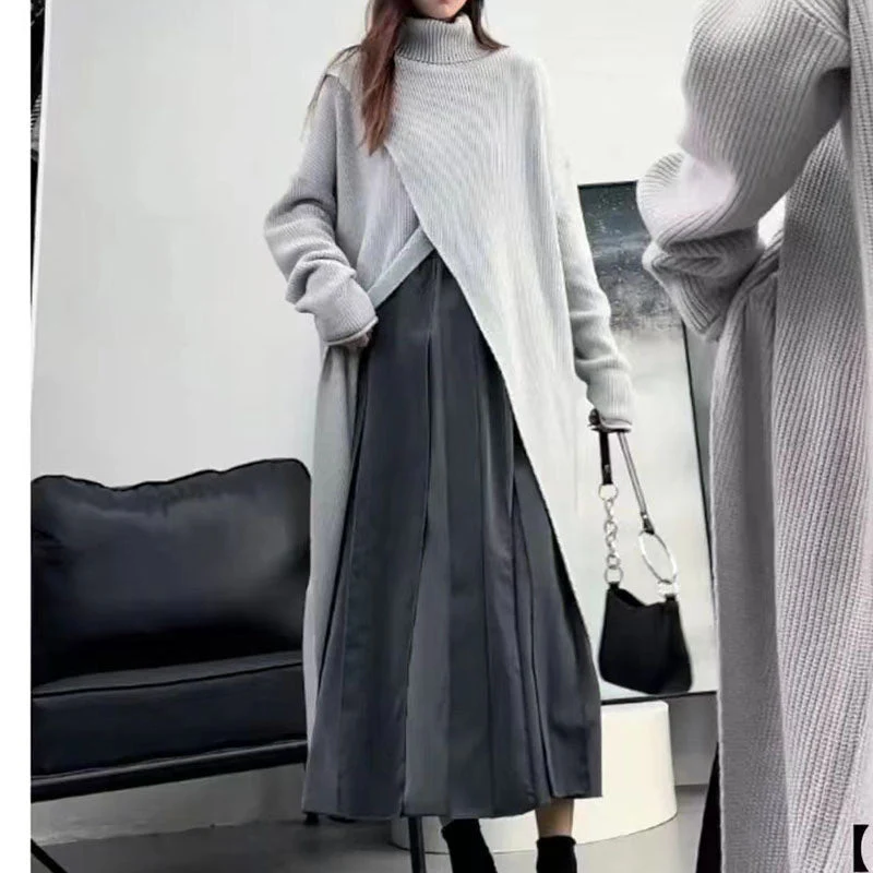 High Split Loose Long Knitted Sweater