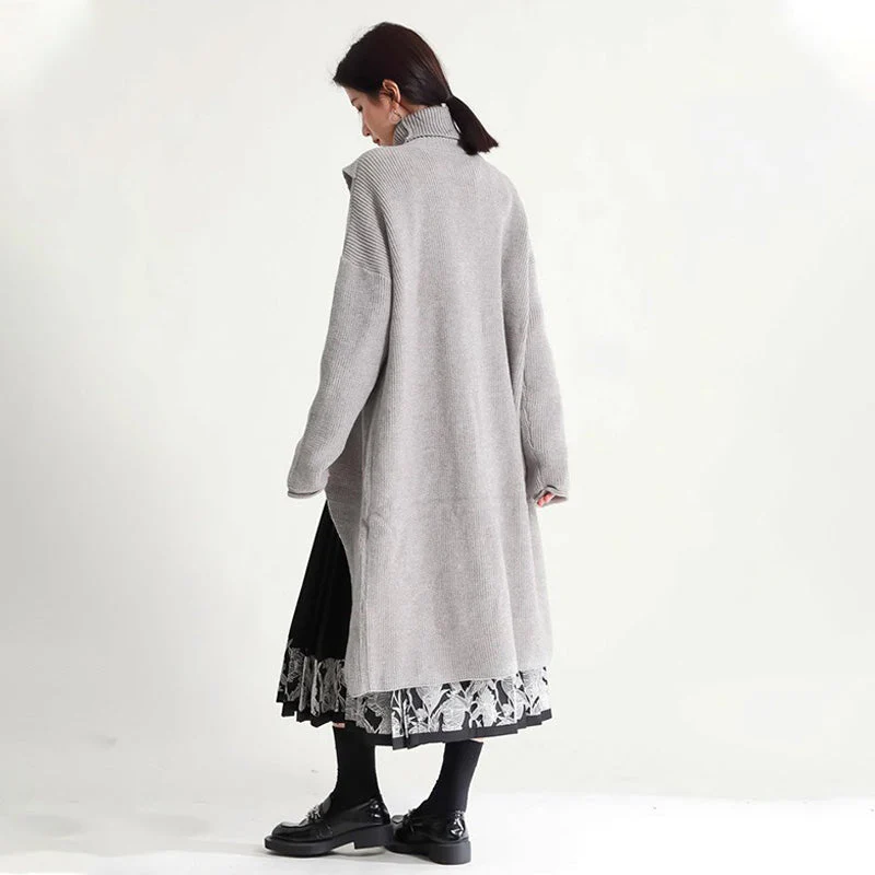 High Split Loose Long Knitted Sweater