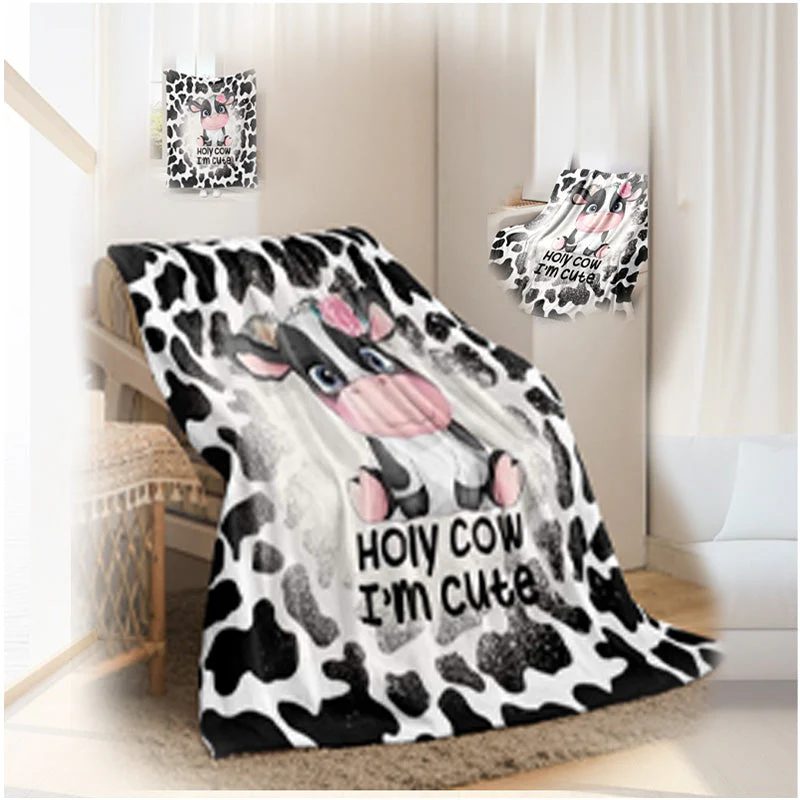 Ultra Soft & Fluffy Cow Print Blanket