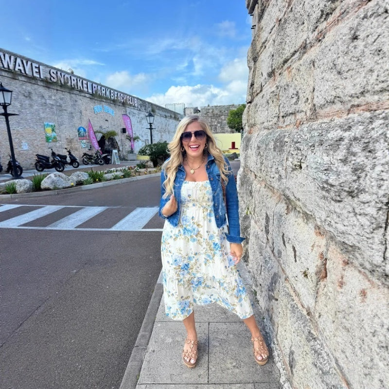 💃Summer Specials🎨Women's Printed Square Neck Pleated Short Sleeve Dress