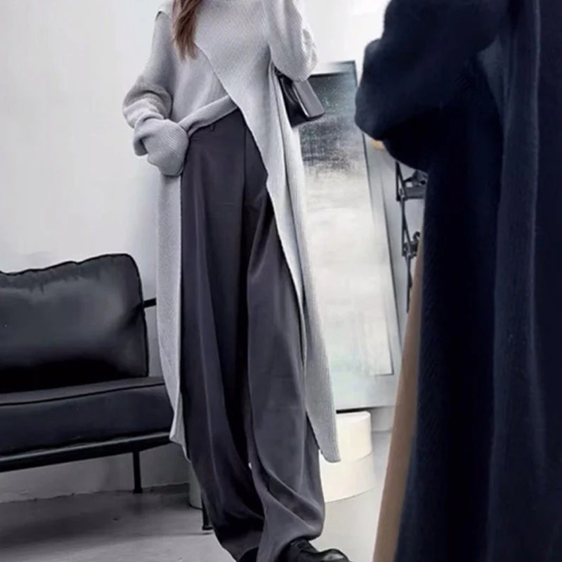 High Split Loose Long Knitted Sweater