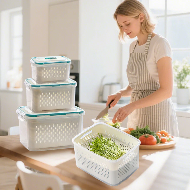 🔥Summer Hot Sale 50％ OFF💝2 in 1 Draining Fresh-Keep Food Container