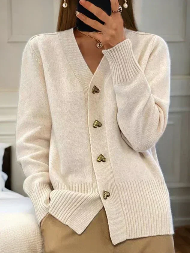 🌸Women's Casual Autumn Plain Yarn Buttoned Cardigan