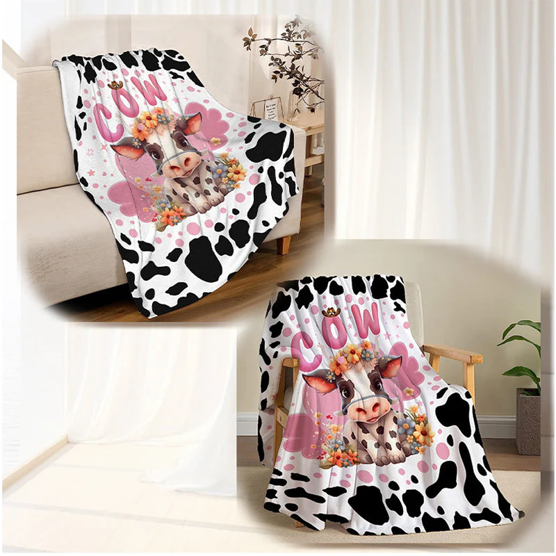 Ultra Soft & Fluffy Cow Print Blanket