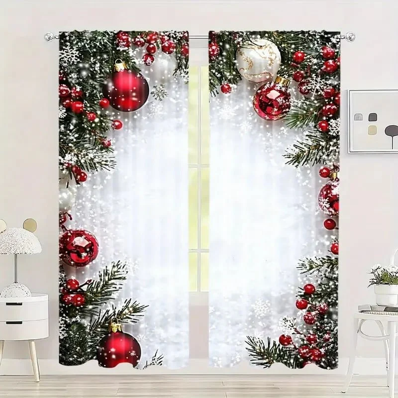 🎅Xmas Sales - 49% OFF🎄Christmas Window Curtains 2-Piece Set for Home Decor