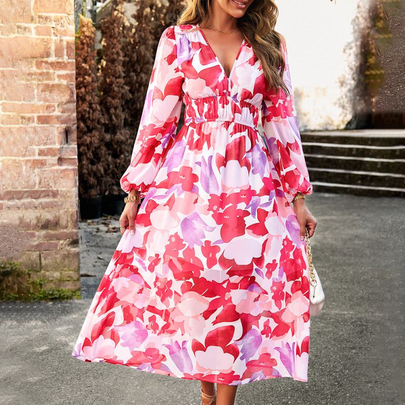 🔥Printed casual boho dress with V-neck for women🔥