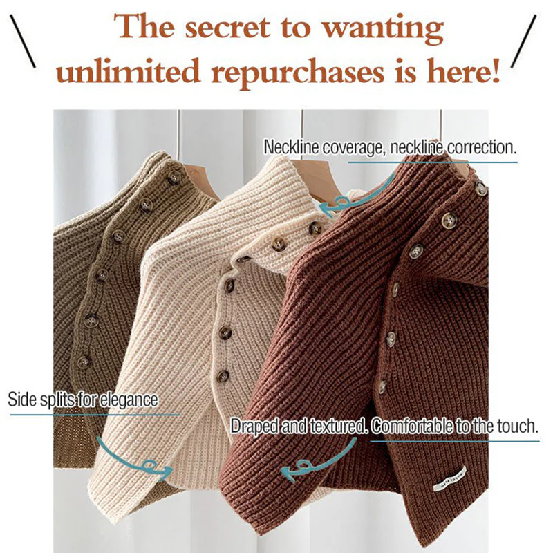 🔥Winter hot sale🔥Gift Choice - Multi-Purpose Buttoned Split Knit Shawl
