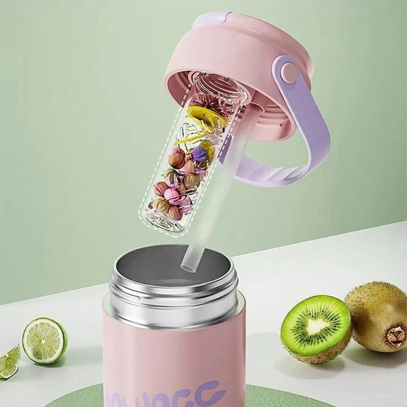 Stainless Steel Insulated Cooler Mug with Tea Silo Straw