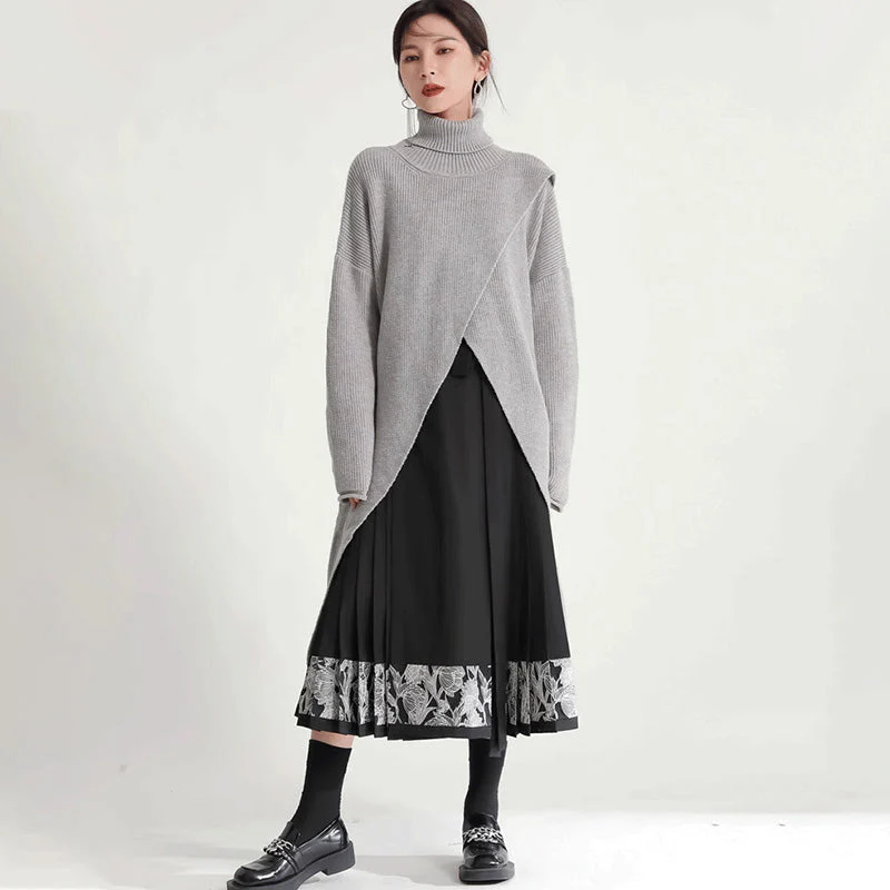 High Split Loose Long Knitted Sweater