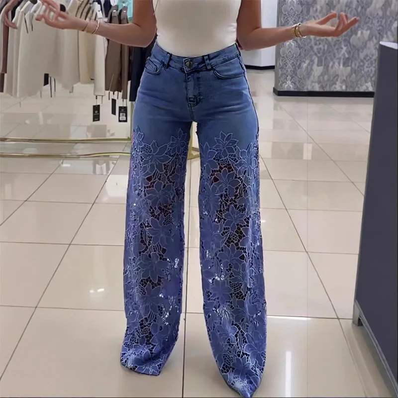 💃Summer fashion forward🌸🔥 Lace spliced jeans