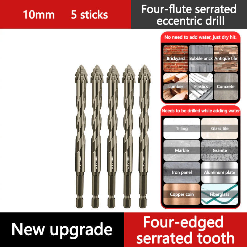High-Strength 4-Flute Serrated Eccentric Drill Bit Kit