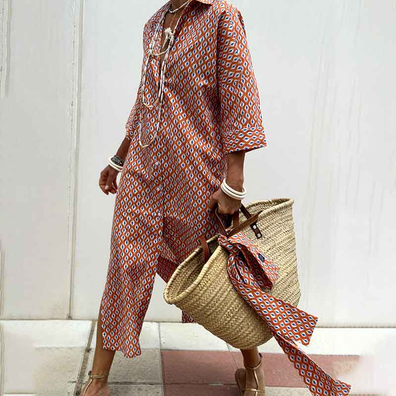 🌟Time-limited Promotion🌟Loose Striped Half Sleeve Shirt Dress👗