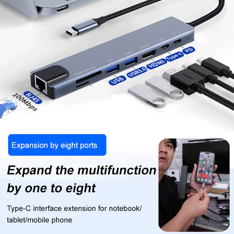 💻Eight-In-One Multi-Interface Docking Station Converter