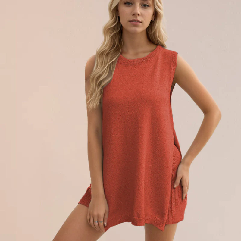 Women's 2 Piece Outfits Knit Vest Top & Shorts  Free Shipping