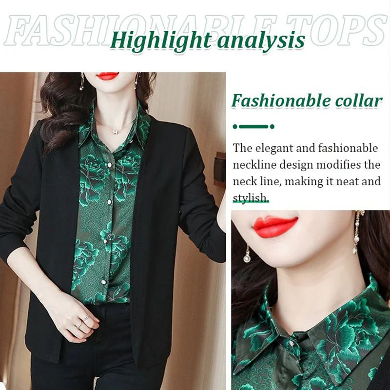 🎁Offer 50% OFF⏳Printed Splicing Fake 2-piece Shirt for Women
