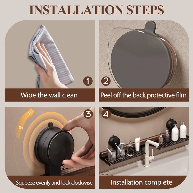 🔥 Bestsellers Recommended – The Furniture Hits of 2025🔥 Walnut Suction Cup Bathroom Shelf