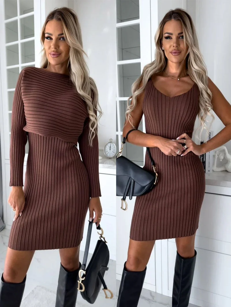 🎅🎄Christmas Early Sale 40% OFF🎄Knit Pullover Sweater and Cami Dress Set