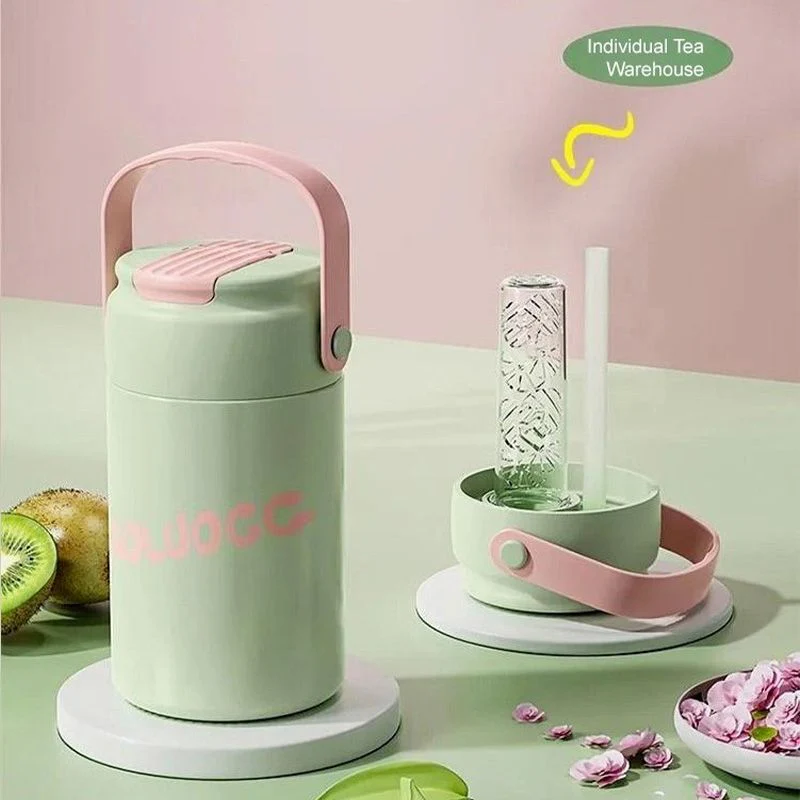 Stainless Steel Insulated Cooler Mug with Tea Silo Straw