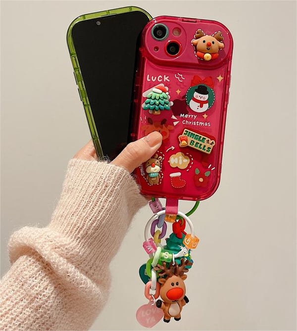 Christmas Tree Pendant Flip Mirror Case Cover For iPhone